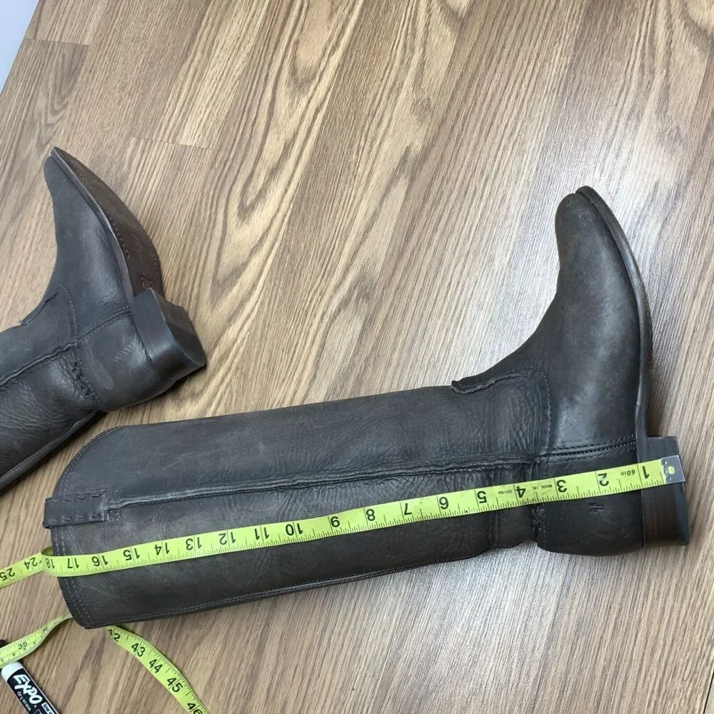 Frye Cara Leather Riding Boots‎ Size 6.5 B Tall Pull On Gray